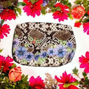 Estee Lauder Butterfly Soft Snakeskin Velvet Cosmetic Makeup Travel Bag Pink Gem